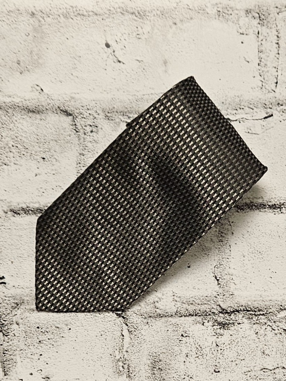 Agenda New York Silk Tie Black Gray Micro Pattern Classic